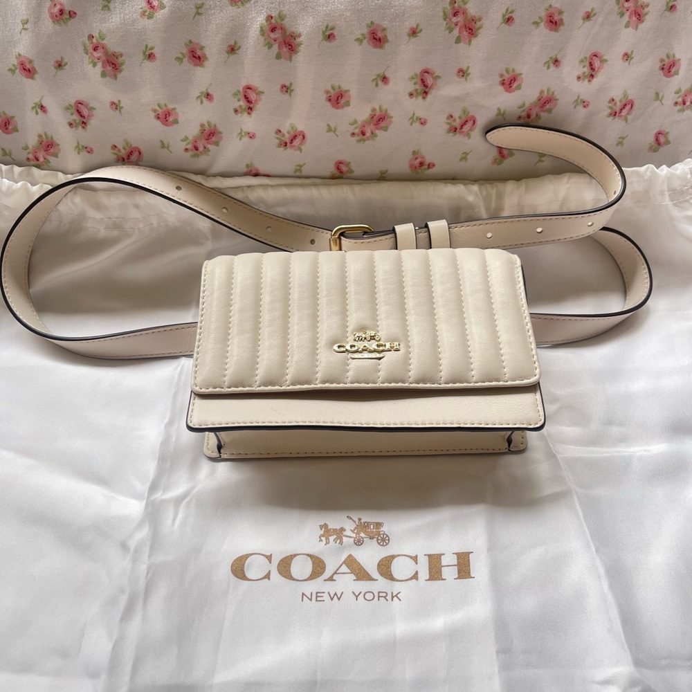 Coach Ivory Quilted Belt Bag/Crossbody Bag
